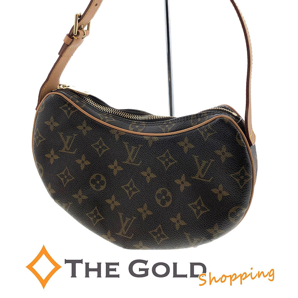 Louis Vuitton Croissant Hobo Shoulder Bag Monogram Canvas Leather Black Brown
